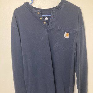Carhartt T Shirt Mens Medium Navy Blue Long Sleeve Workwear